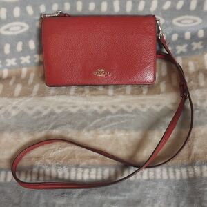 Coach Red Crossbody Bag with Sleek Design